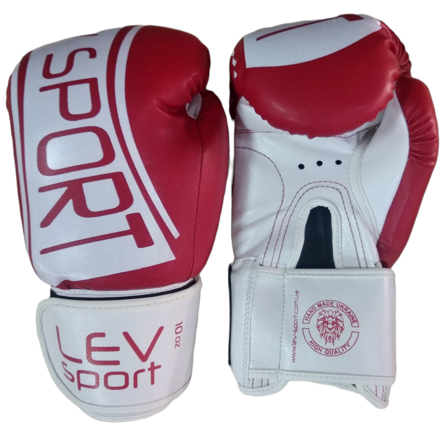 Боксерские перчатки Lev Sport ELITE синтетическая кожа р. 10 Красный/Белый (8585053829301)