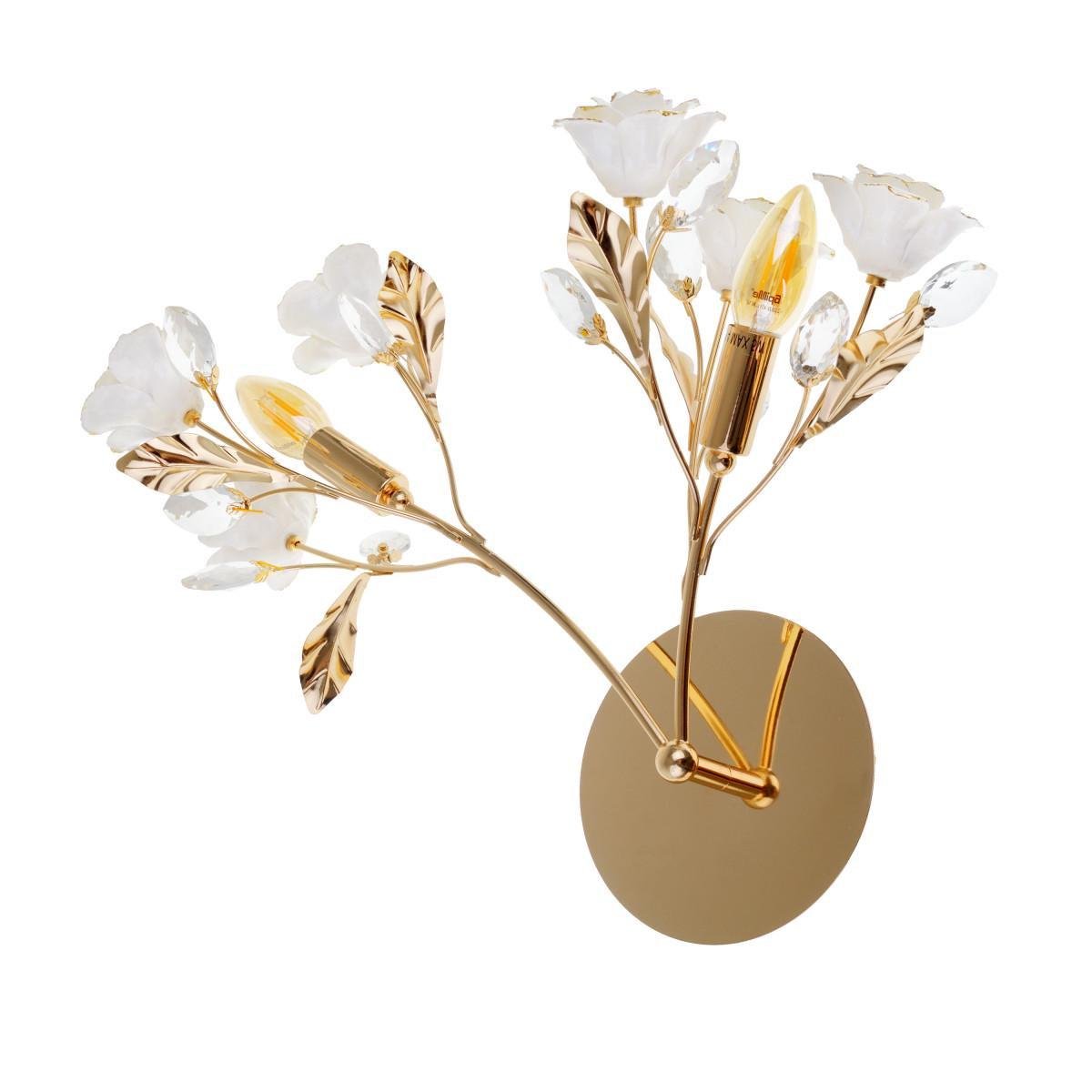 Бра настенное накладное Brille BKL-524W/2 E14 GD флористика