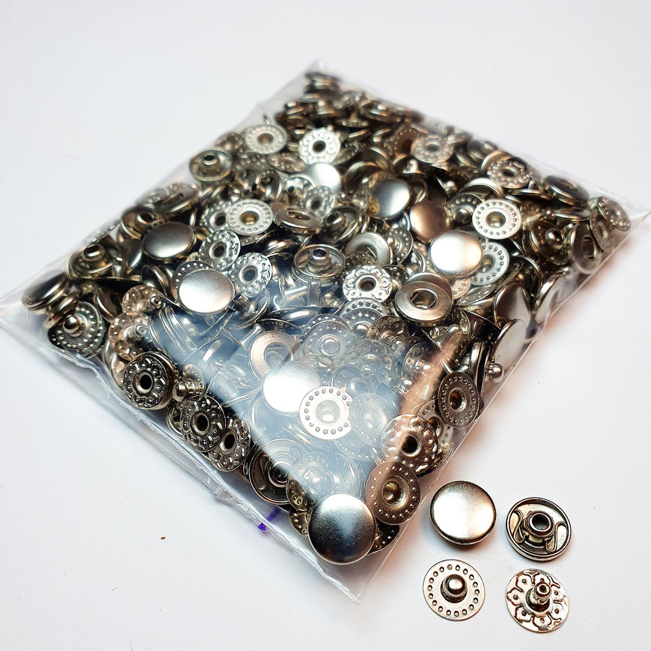 Кнопка металева Strong Alfa VT-2 10,5 мм 50 шт. Сріблястий нікель