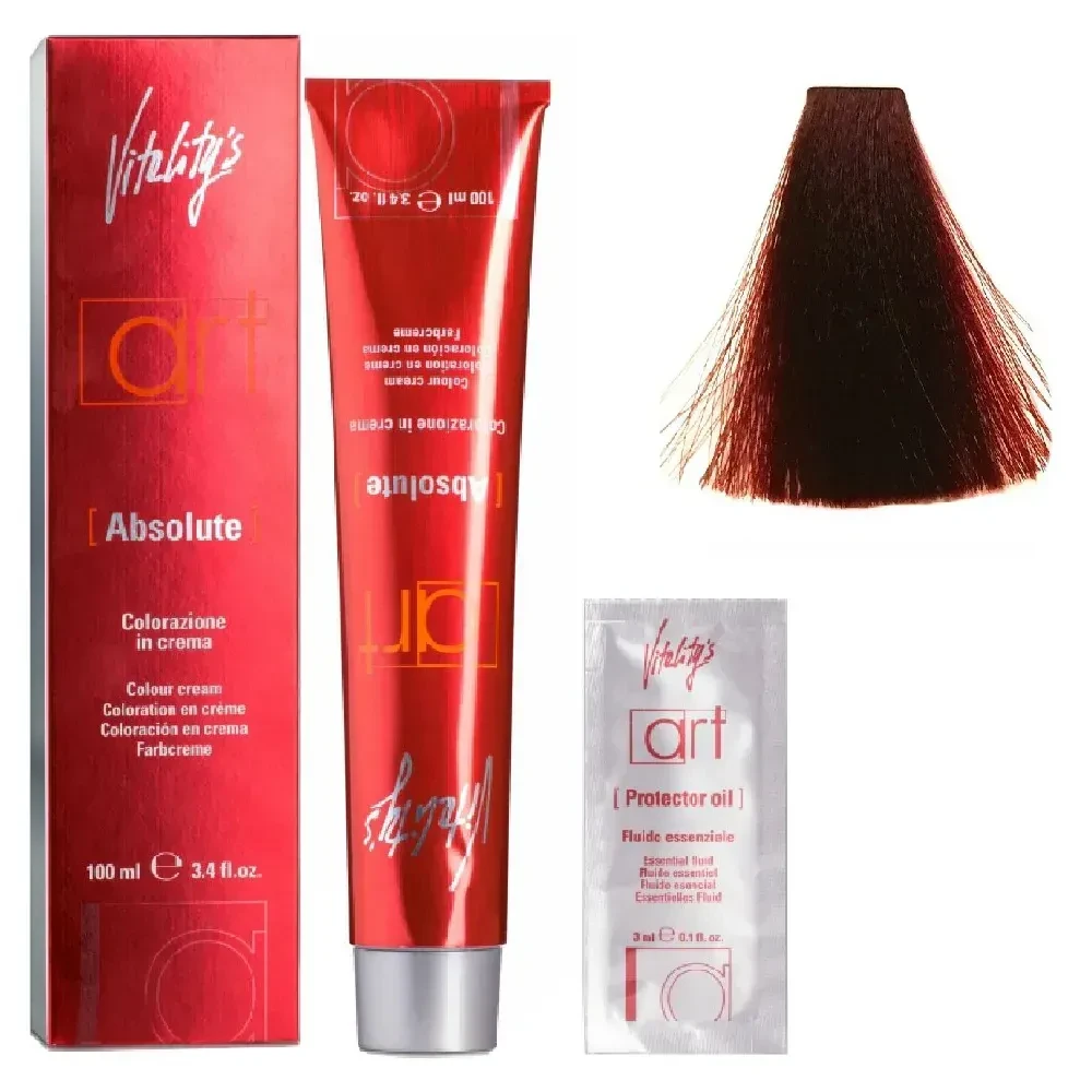Крем-краска для волос с масляным коктейлем Vitality’s Art Absolute Hair Color Cream 4/41 Пепелисто-медный каштан 100 мл