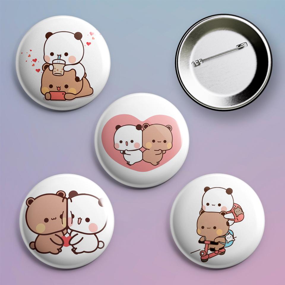 Значки на рюкзак с принтом Bubu loves Dudu 4 шт.