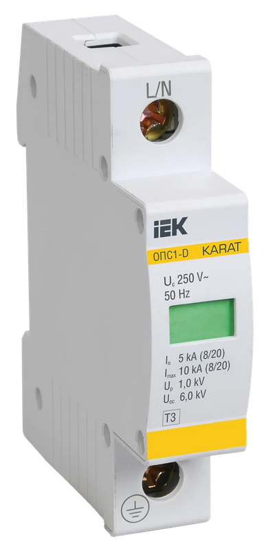 Обмежувач перенапруги УЕК ОПС1-D 1P 10кА 230 В (MOP20-1-DU)