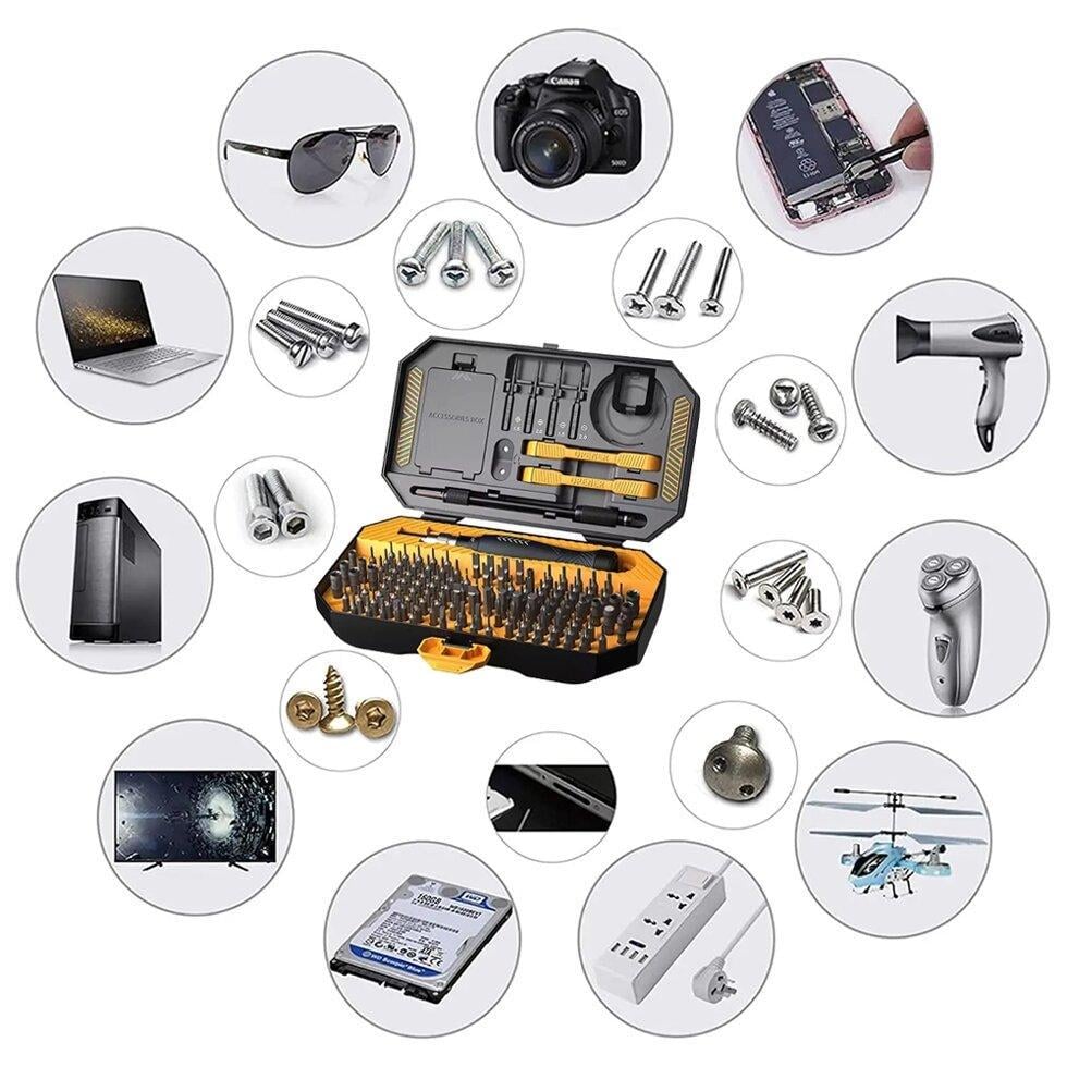 Набор отверток для ремонта техники Jakemy JM-8183 145в1 с магнитными битами в кейсе Black/Yellow (110297) - фото 3 Набор отверток для ремонта техники Jakemy JM-8183 145в1 с магнитными битами в кейсе Black/Yellow (110297) - фото 3