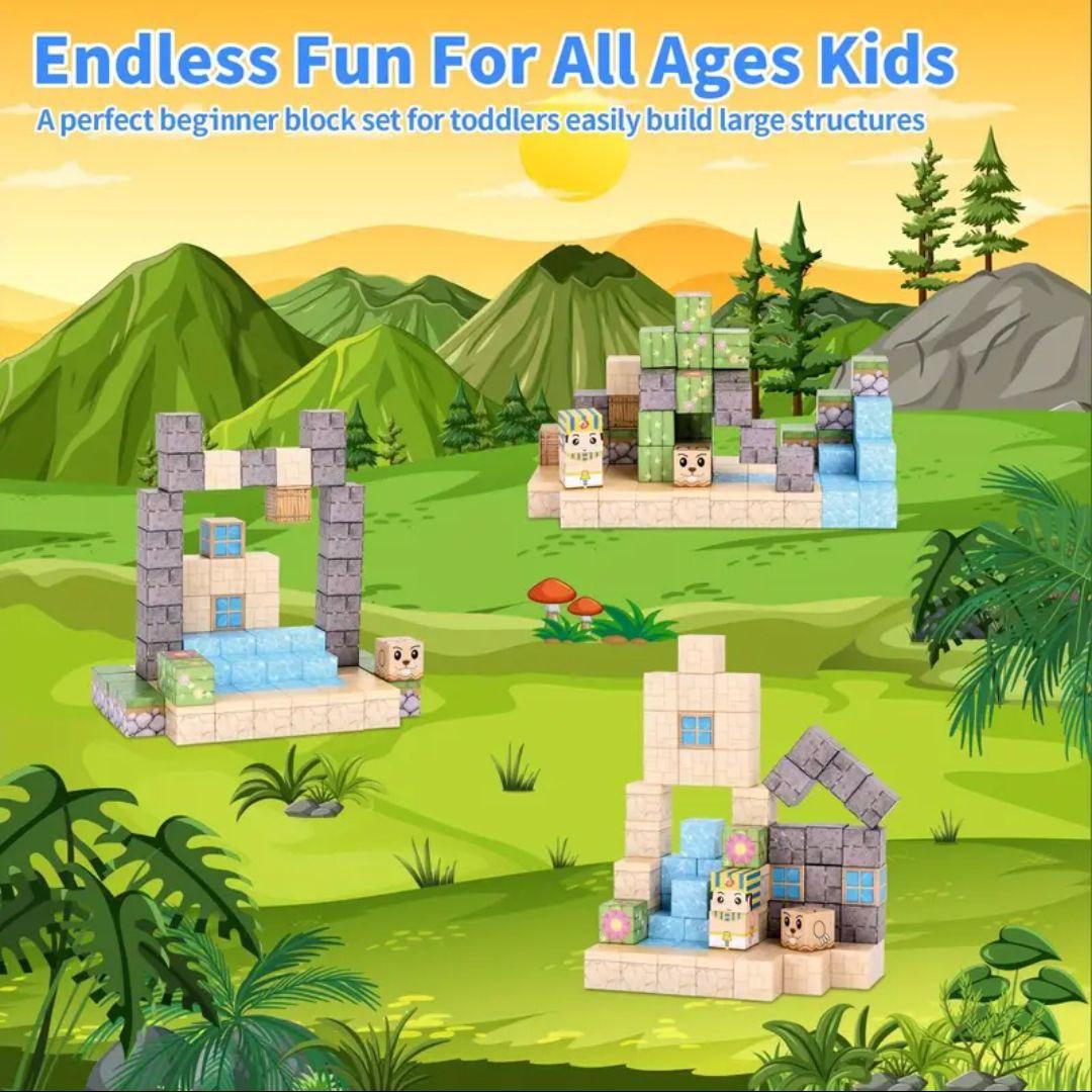 Конструктор магнитный Майнкрафт Египет водопад в пустыне с фараонами 100 дет. - фото 2