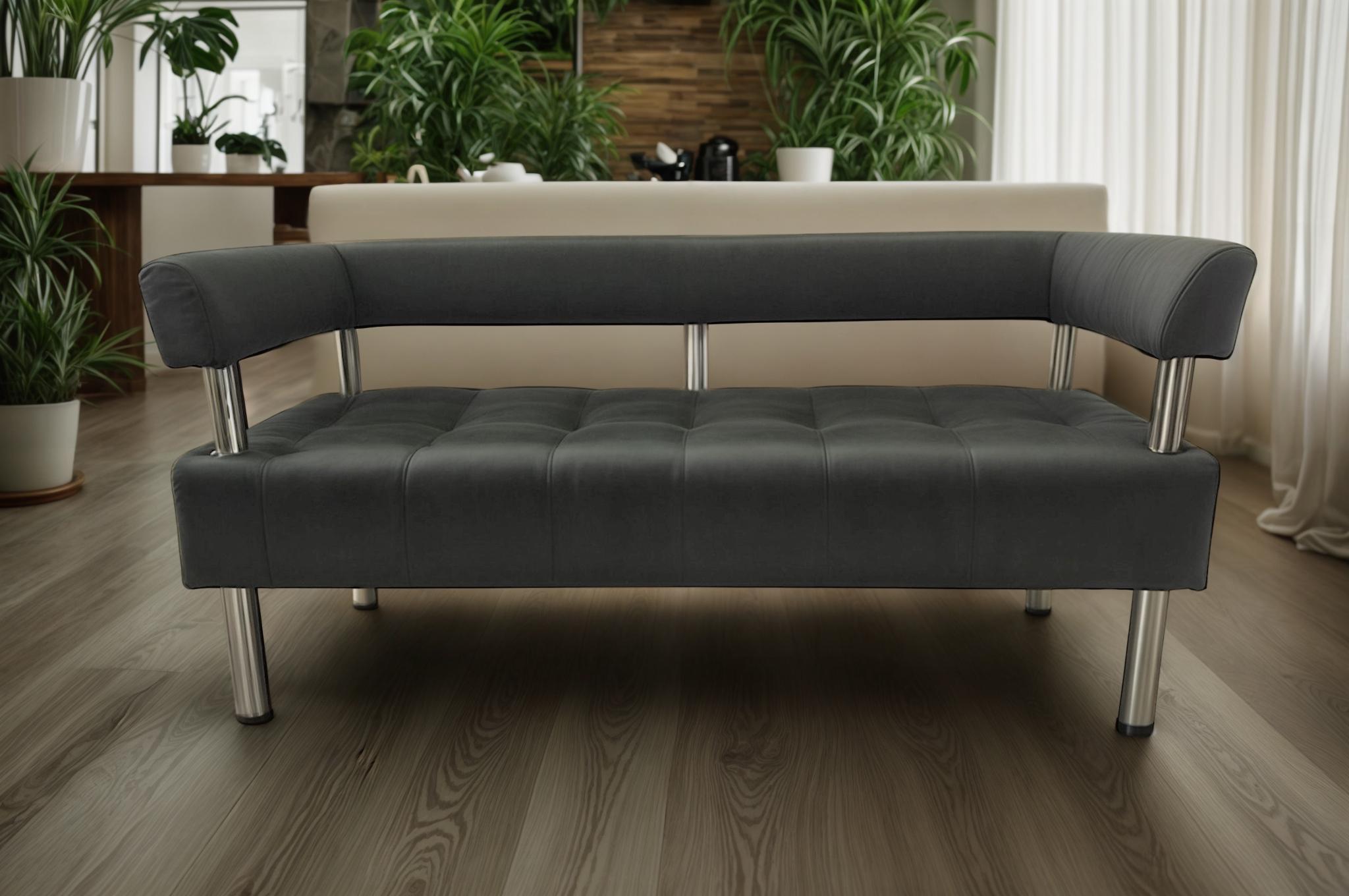 Диван офисный Tobi Sho Комфорт со спинкой и подлокотниками 1800x530x750 мм кожзам Серый (2233) - фото 3