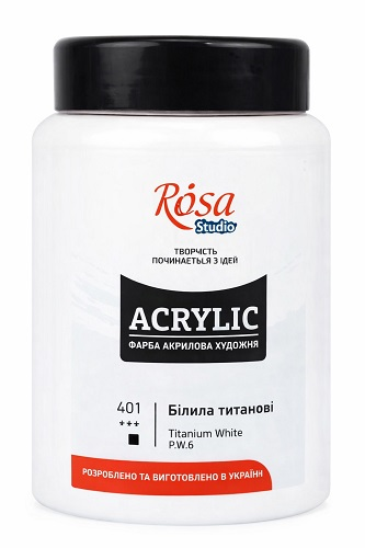 Краска акриловая Rosa Studio Белила титановые 400 мл (401)