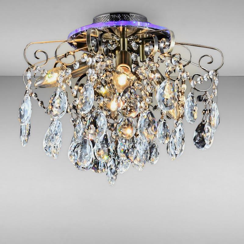 Люстра потолочная хрустальная Light House SRS-16219/4-400 c RGB подсветкой на четыре лампы Бронза