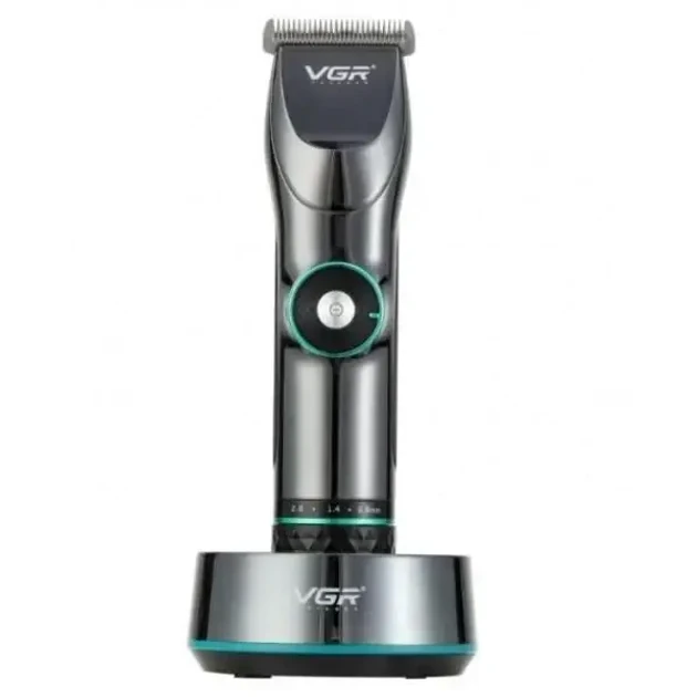 Машинка для стрижки VGR V-256 волос и бороды с LED-дисплеем и подставкой (7364)