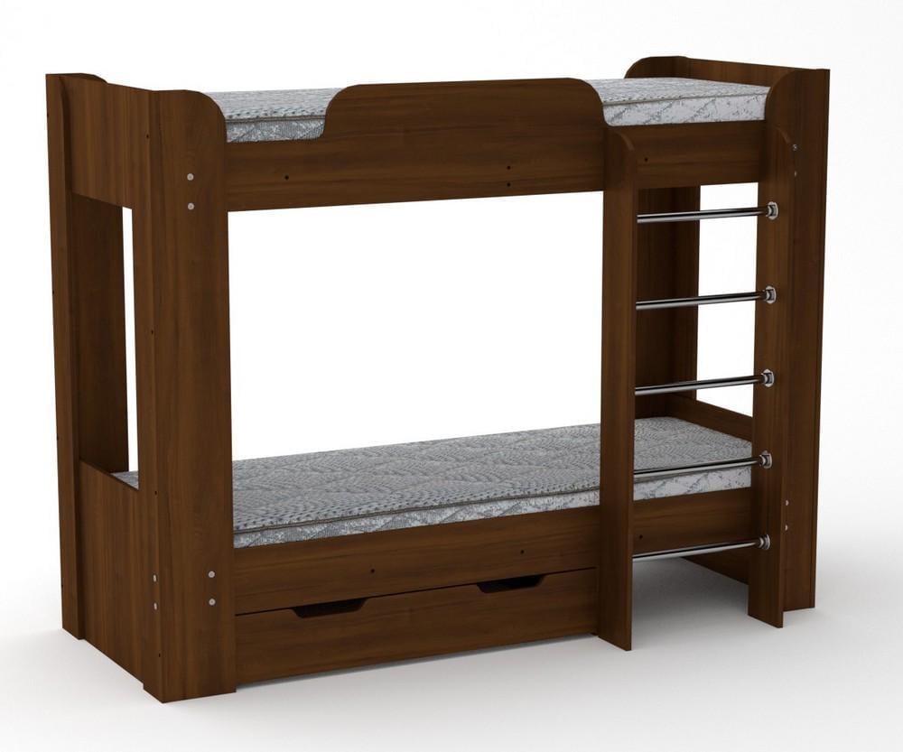 Ліжко двоярусне з ящиком МебліКо Твікс-2 197х91х152 см Горіх (k-1618-4)