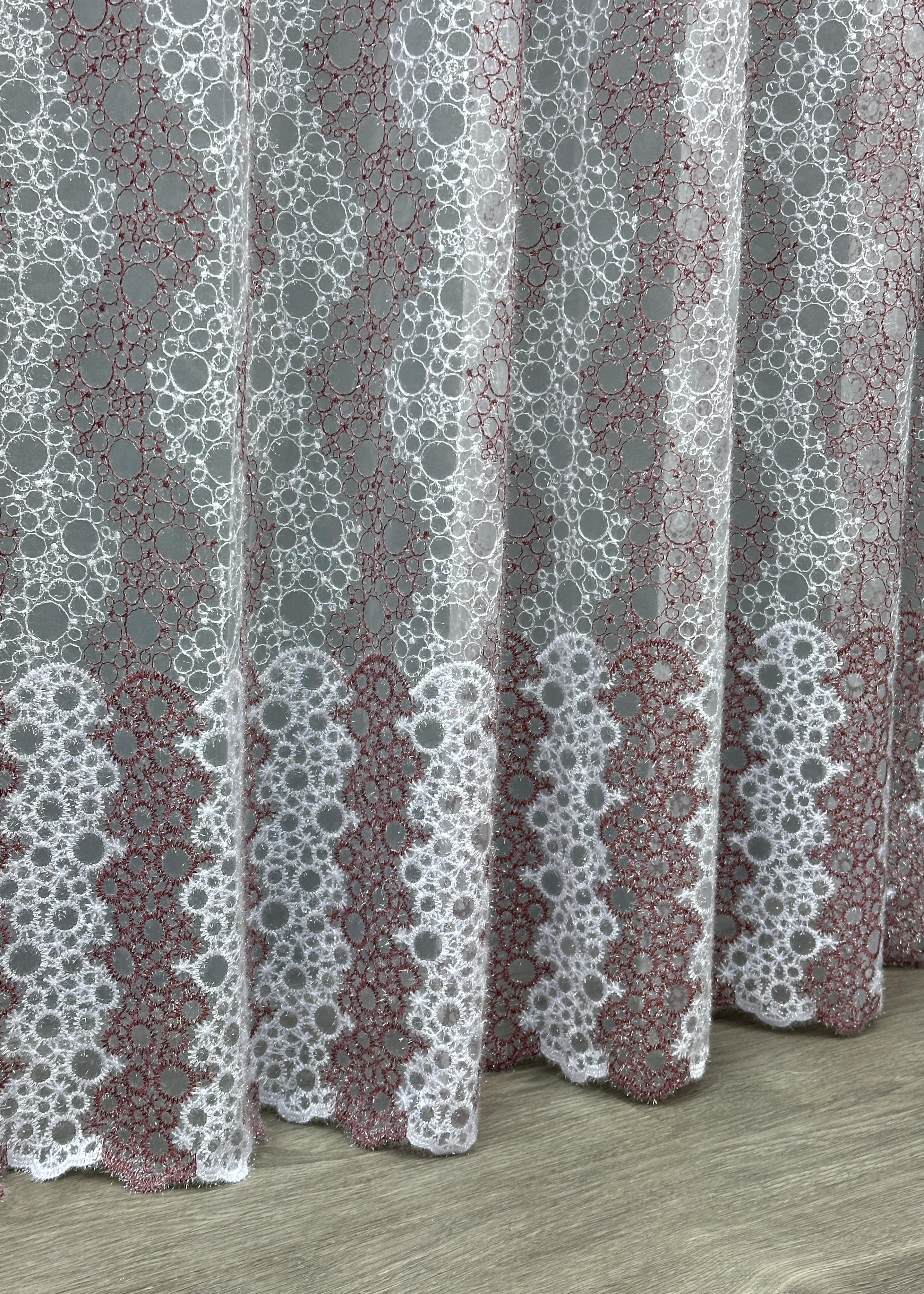 Тюль VR-Textil 1687т Органза с вышивкой и люрексом 300х270 см Бордовый/Белый (42-0724) - фото 8 Тюль VR-Textil 1687т Органза с вышивкой и люрексом 300х270 см Бордовый/Белый (42-0724) - фото 8