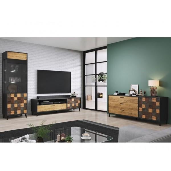 Стенка комплект Cama Soul 2 из ламинированной ДСП без подсветки и стекла Антрацитовый Стенка комплект Cama Soul 2 из ламинированной ДСП без подсветки и стекла Антрацитовый