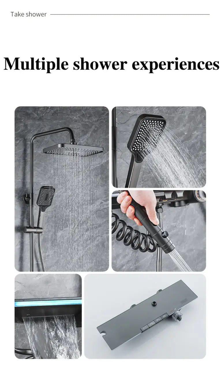 Душова система Epelli Basconi Display Grafito з підсвічуванням/з тропічним душем/лійкою/водоспадом/гігієнічним душем Графіт (29505710) - фото 3 Душова система Epelli Basconi Display Grafito з підсвічуванням/з тропічним душем/лійкою/водоспадом/гігієнічним душем Графіт (29505710) - фото 3