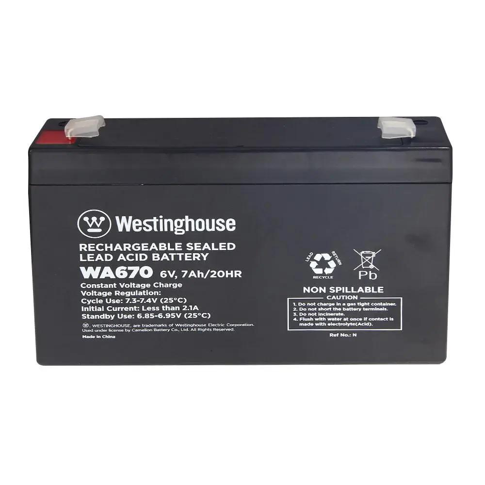 Батарея аккумуляторная свинцово-кислотная Westinghouse 6 V 7 Ah terminal F2 94x34x151 мм 1 шт. (9360190)
