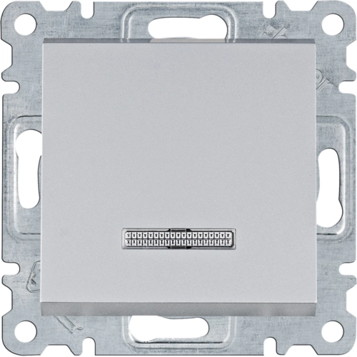 Выключатель однотактовый Hager Lumina с подсветкой Серебряный (WL0412)