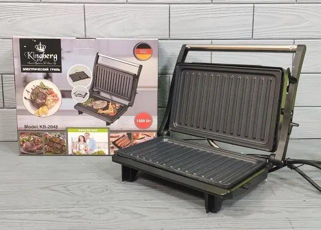 Гриль бутербродниця контактний Kingberg Electric Grill з антипригарним покриттям 1500 Вт Чорний - фото 5