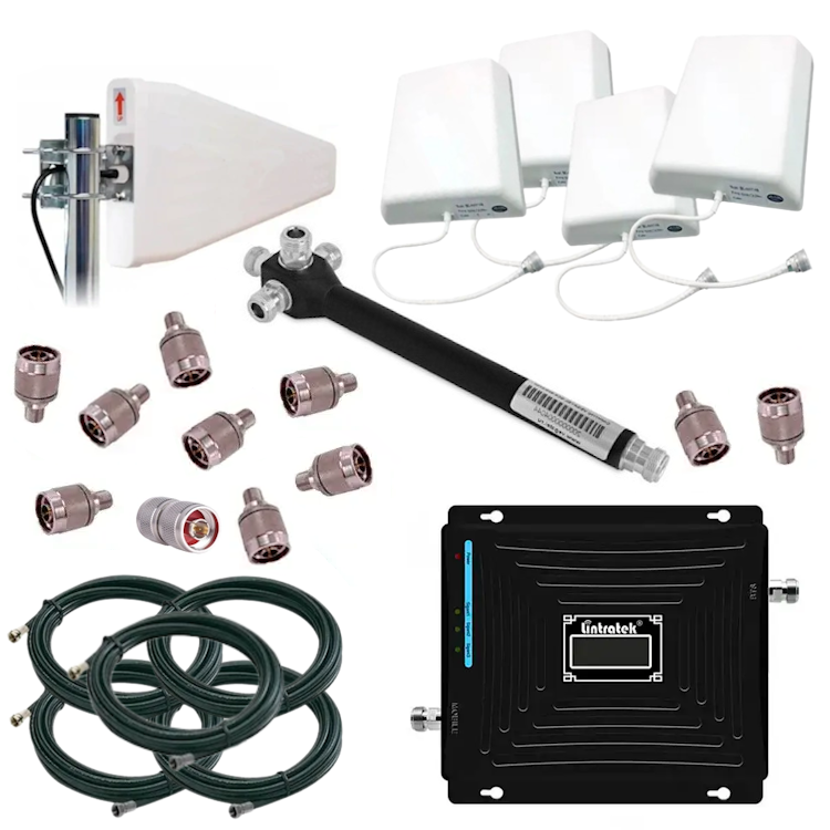 Комплект підсилювачу зв'язку та інтернету репітер Lintratek KW19L всечастотна антена та внутрішні антени 4 шт. (31115801)