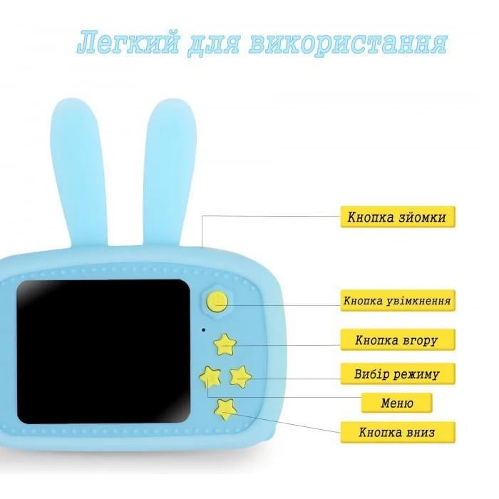 Фотокамера цифровая детская Baby Photo Camera Rabbit Х-500 Голубой (1539997770) - фото 3