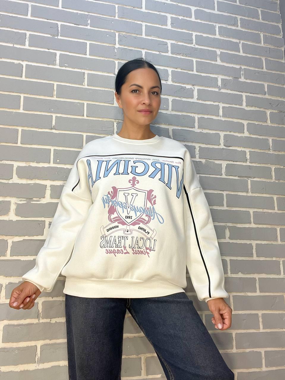 Світшот жіночий OLIVIA 2468 VIRGINIA утеплений на флісі OS Білий (1110) - фото 3