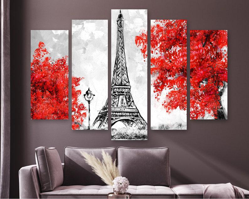 Модульная картина на холсте из пяти частей KIL Art Живописная Эйфелевая башня 187x119 см (M51_XL_5)