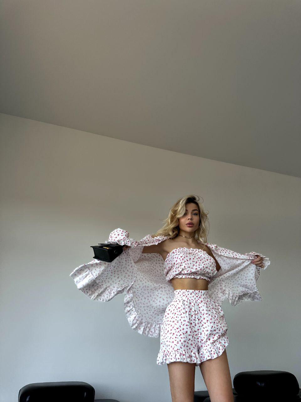 Костюм женский муслин р. 42-46 Бело-красный (ПВ23-7166/Д) - фото 7 Костюм женский муслин р. 42-46 Бело-красный (ПВ23-7166/Д) - фото 7