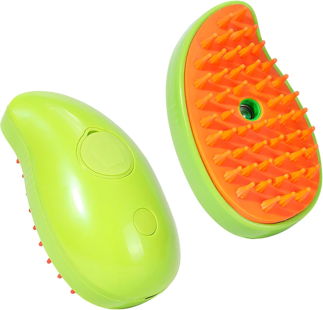 Парова щітка для вичісування шерсті кішок і собак 10х8х5 см Зелено-помаранчева (260488) - фото 2