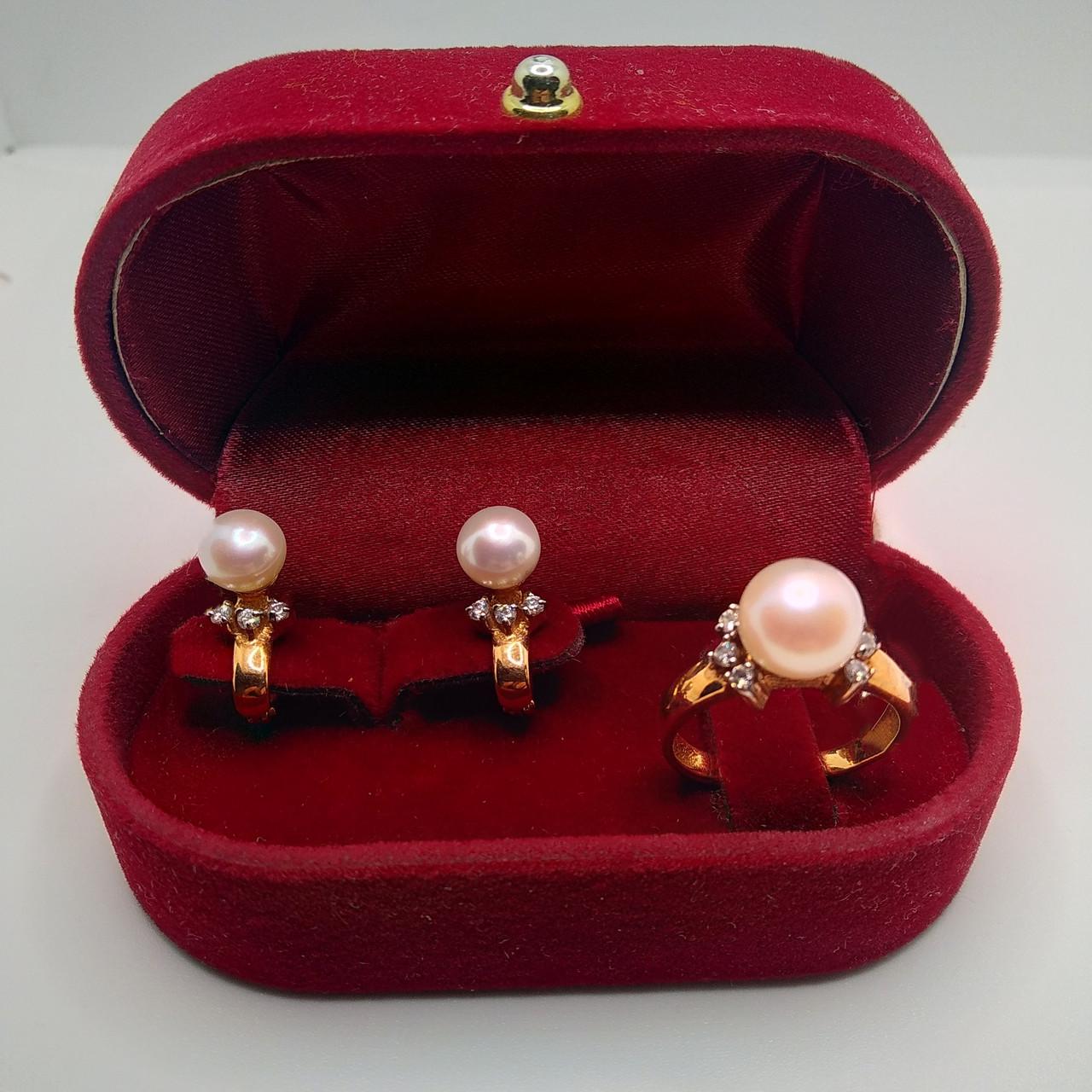 Гарнитур золото жемчуг 585° 7,22 г р. 16,5 (С297/К514)