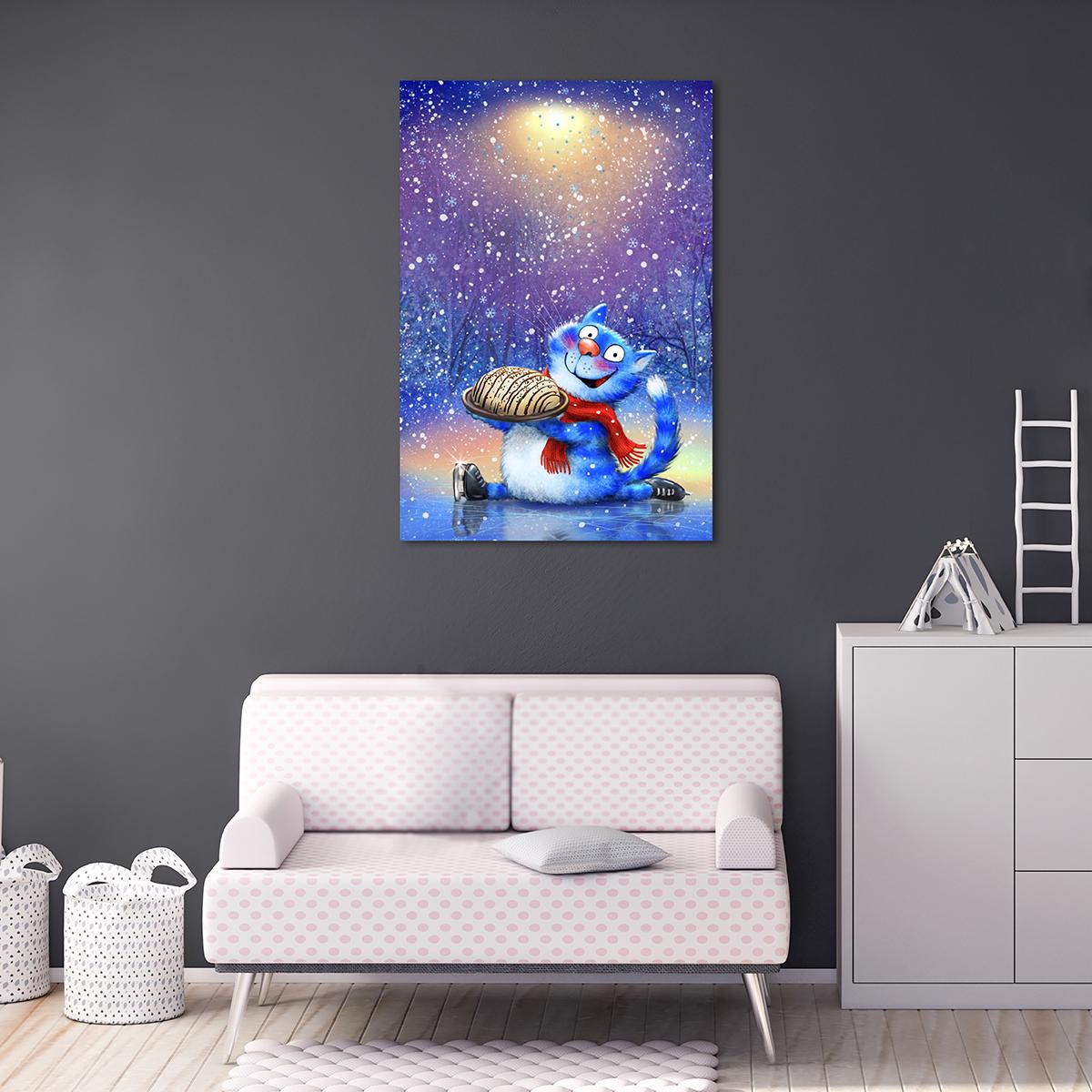 Модульная картина Котик и тортик 1 модуль 80x120 см