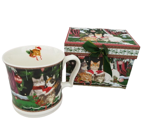 Чашка новогодняя BonaDi R33357 Рождественские кошки в подарочной коробке 420 мл (2785993753)