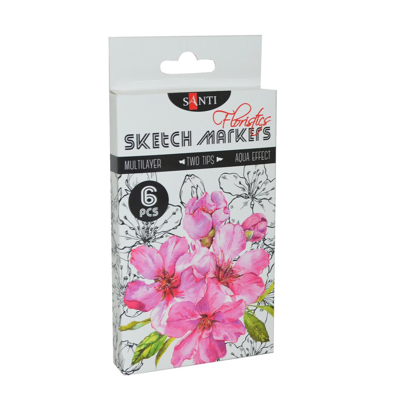 Набор маркеров Santi Sketch Floristics 6 цветов (390569)