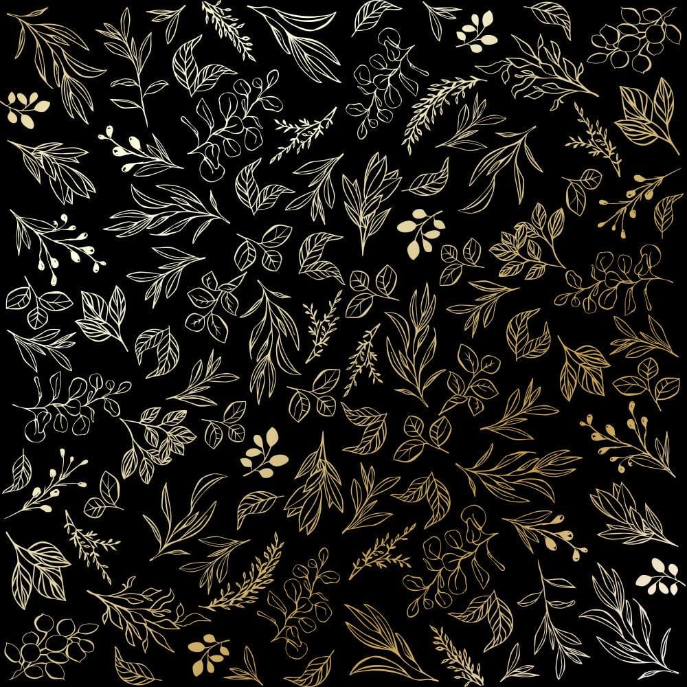Лист паперу односторонній Golden Branches із фольгуванням 30,5х30,5 см Black