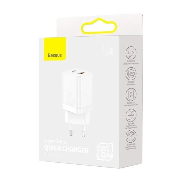 Зарядний пристрій Baseus Super Si Pro Quick Charger C U 30W White (CCSUPP-E02) - фото 6