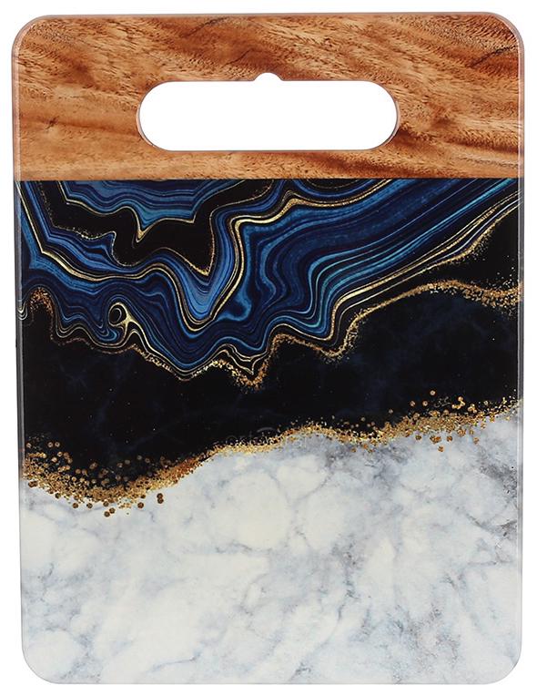 Подставка под горячее BonaDi 15х20 см Синий мрамор с деревом (DR015769)