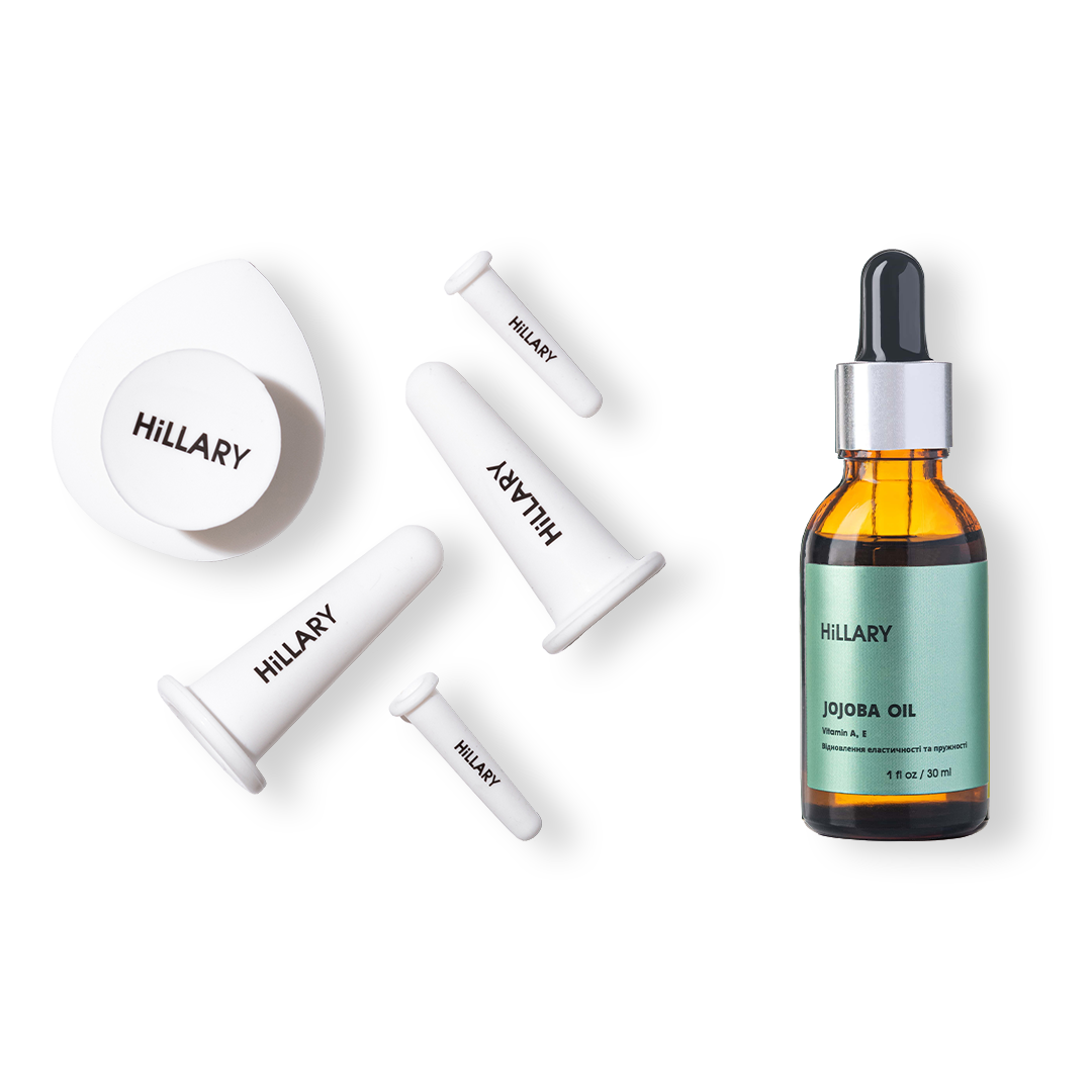 Набор вакуумных банок для массажа лица Hillary натуральное масло для лица и волос Hillary JOJOBA OIL (HI-11-176)