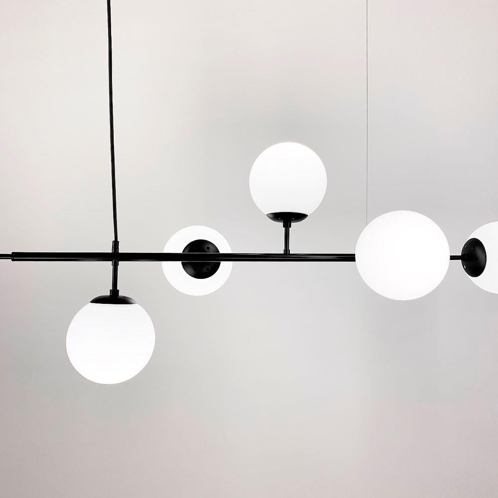 Люстра видовжена на 6 плафонів кріплення в двух точках тип A Чорний (SGJ 7/6A BK+BK) - фото 2