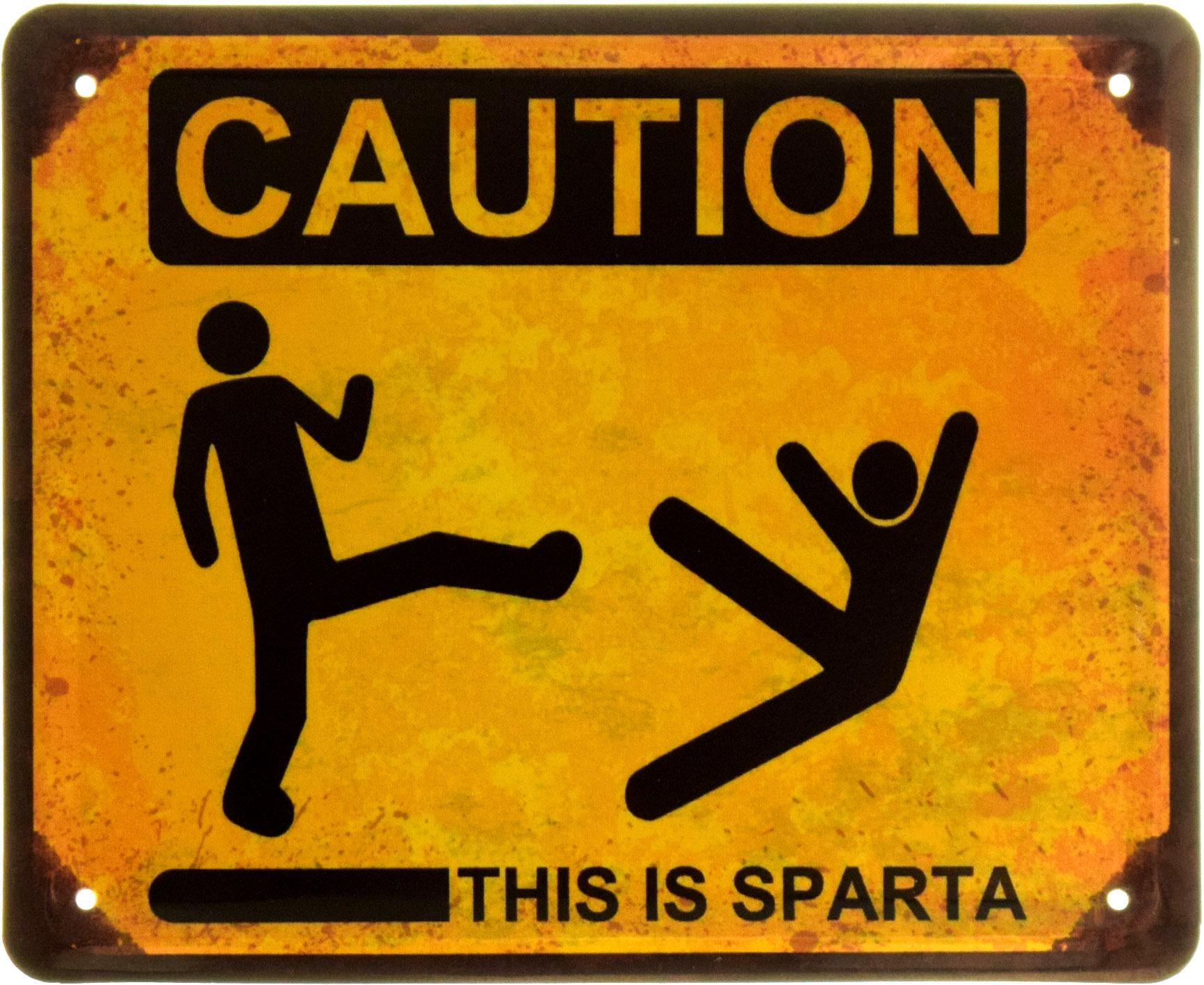 Табличка металлическая "Caution This Is Sparta" 18x22 см (ms-103956)