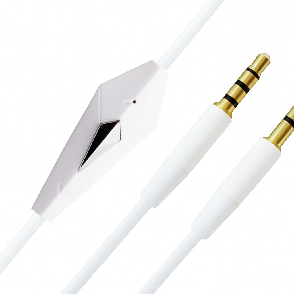 Кабель із мікрофоном B00664 TRRS–TRS 3,5 мм 1,2 м Білий