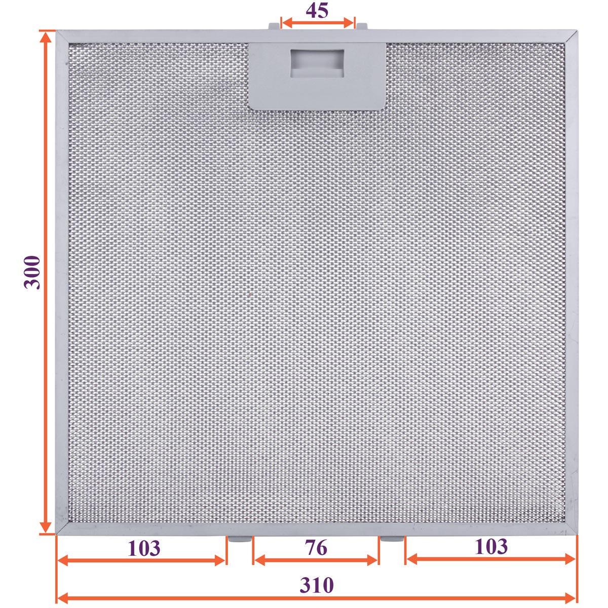 Фильтр жировой металлический для вытяжки 310x300x8 мм универсальный под защелки (31030008) - фото 2