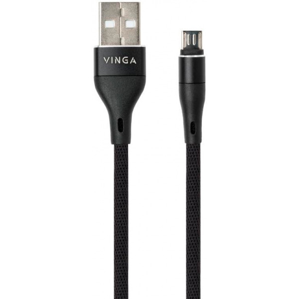 Кабель Vinga USB 2.0 AM to Micro 5P 1 м Cylindric Nylon Black (VCPDCMCANB1BK) - фото 2