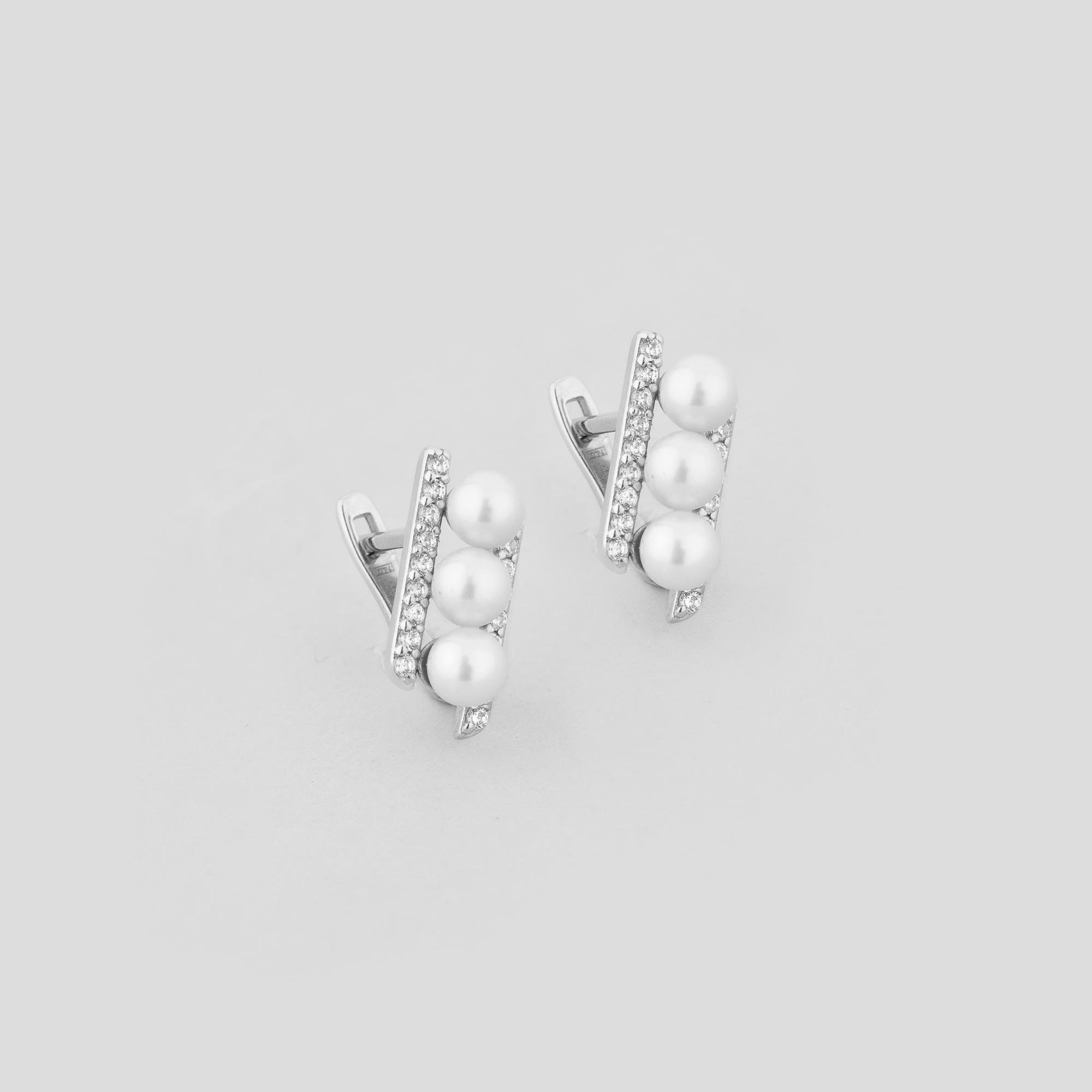 Серебряные серьги Minimal Жемчужина океана (17972)