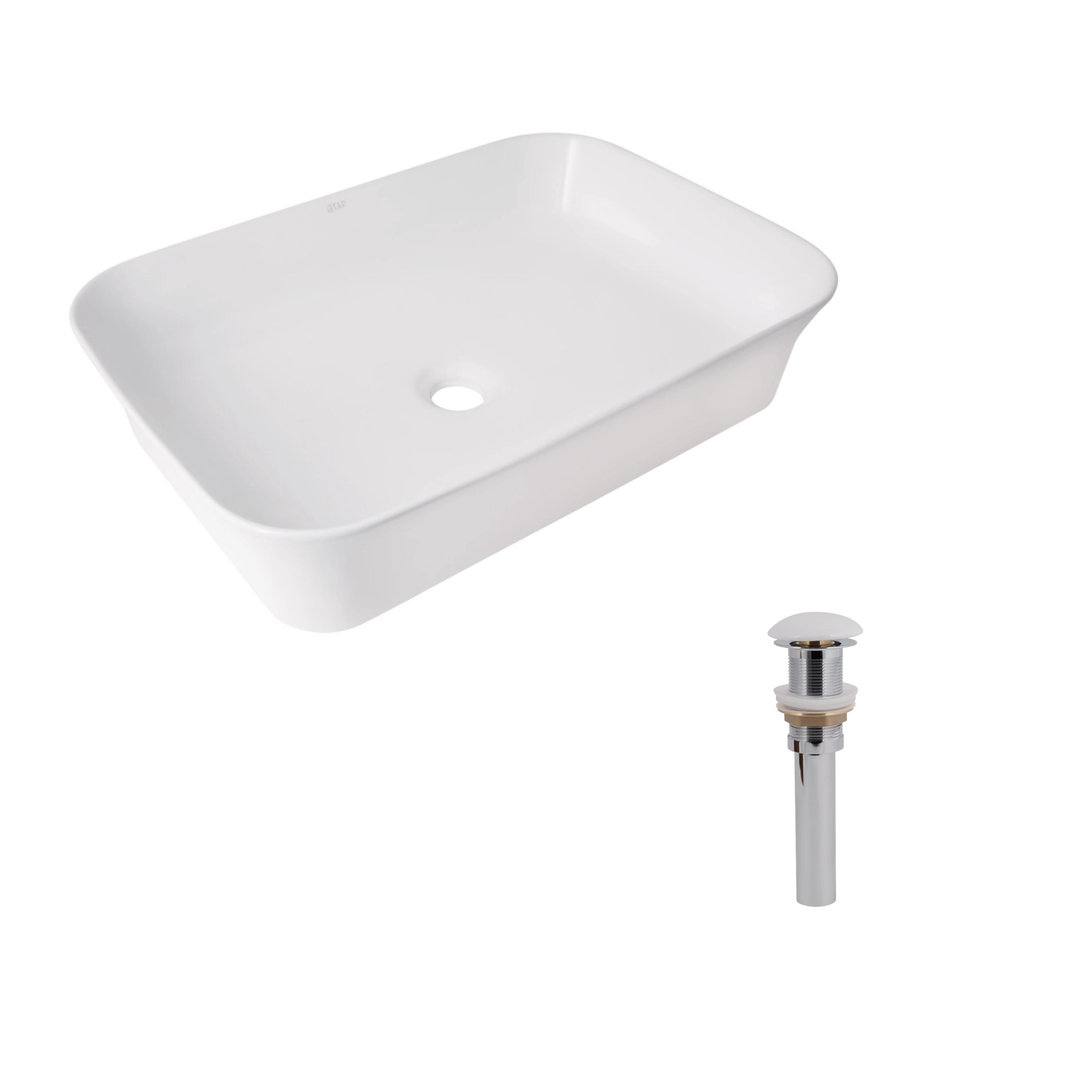 Комплект Q-tap Virgo N з донним клапаном Pop-up PU02 раковина накладна прямокутна 560x380x130 мм White (32900123)