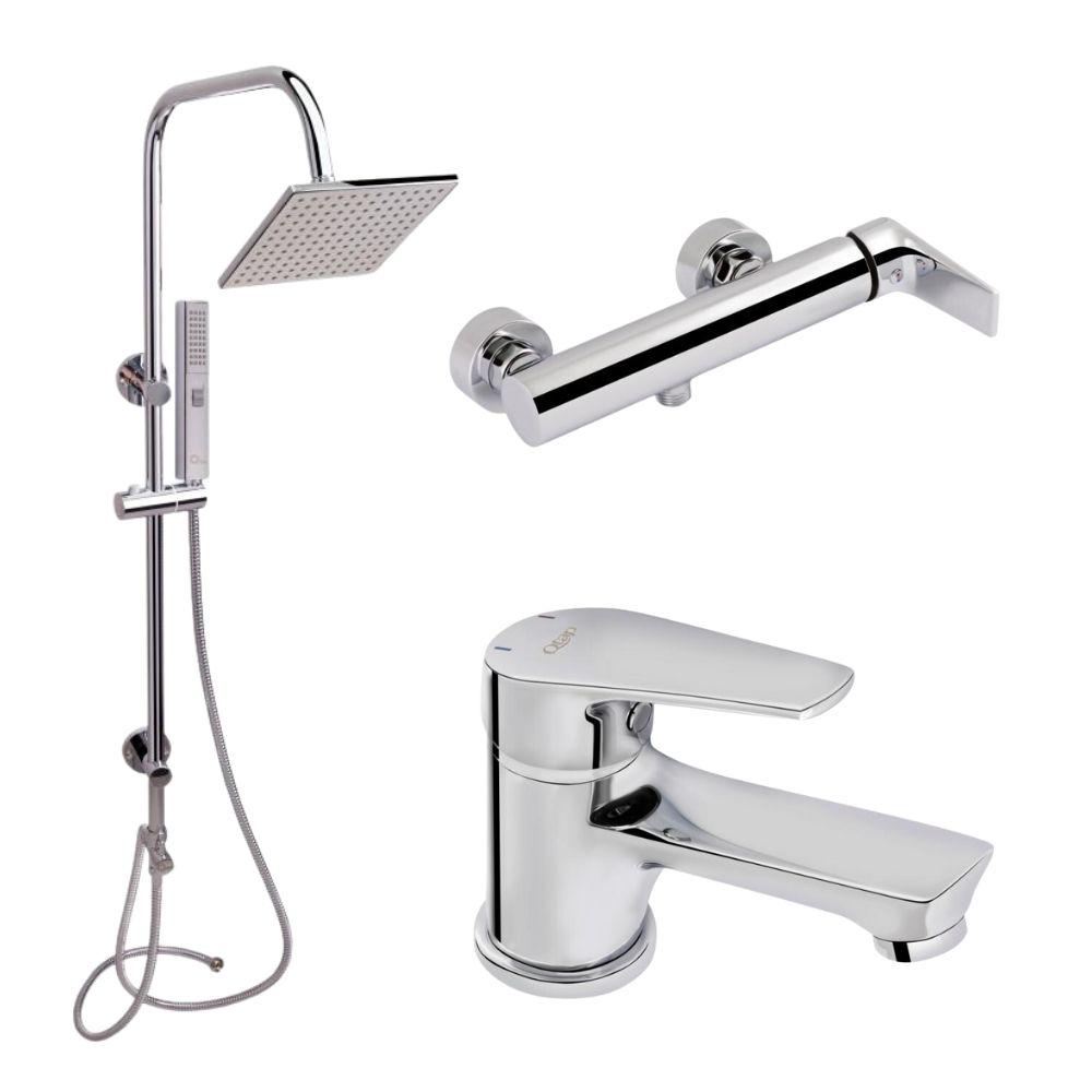 Набор смесителей Qtap Ortiz QTORTCRM001/QTST4045102C/QT1001CRM для душа с душевой стойкой Хром
