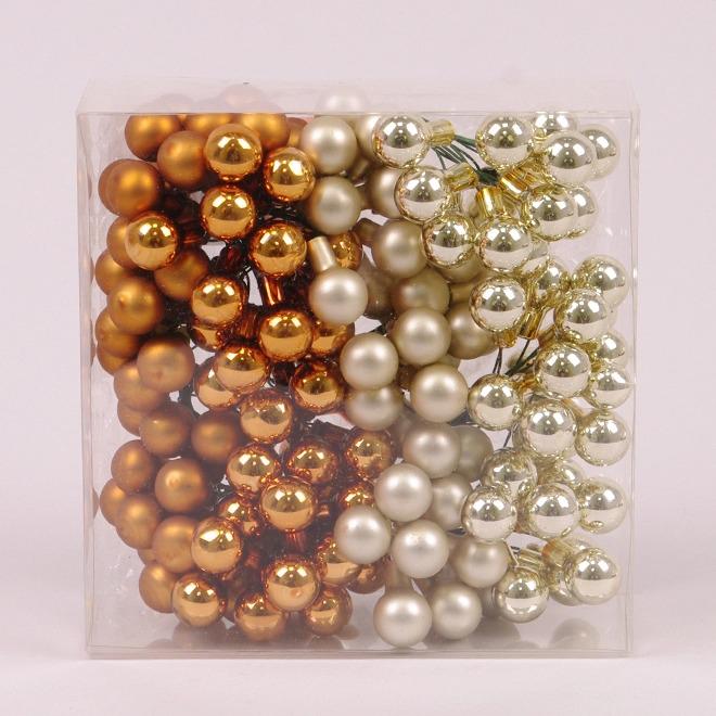 Набор шариков стеклянных новогодних 1,5 см 12 пучков 144 шарика (44619)