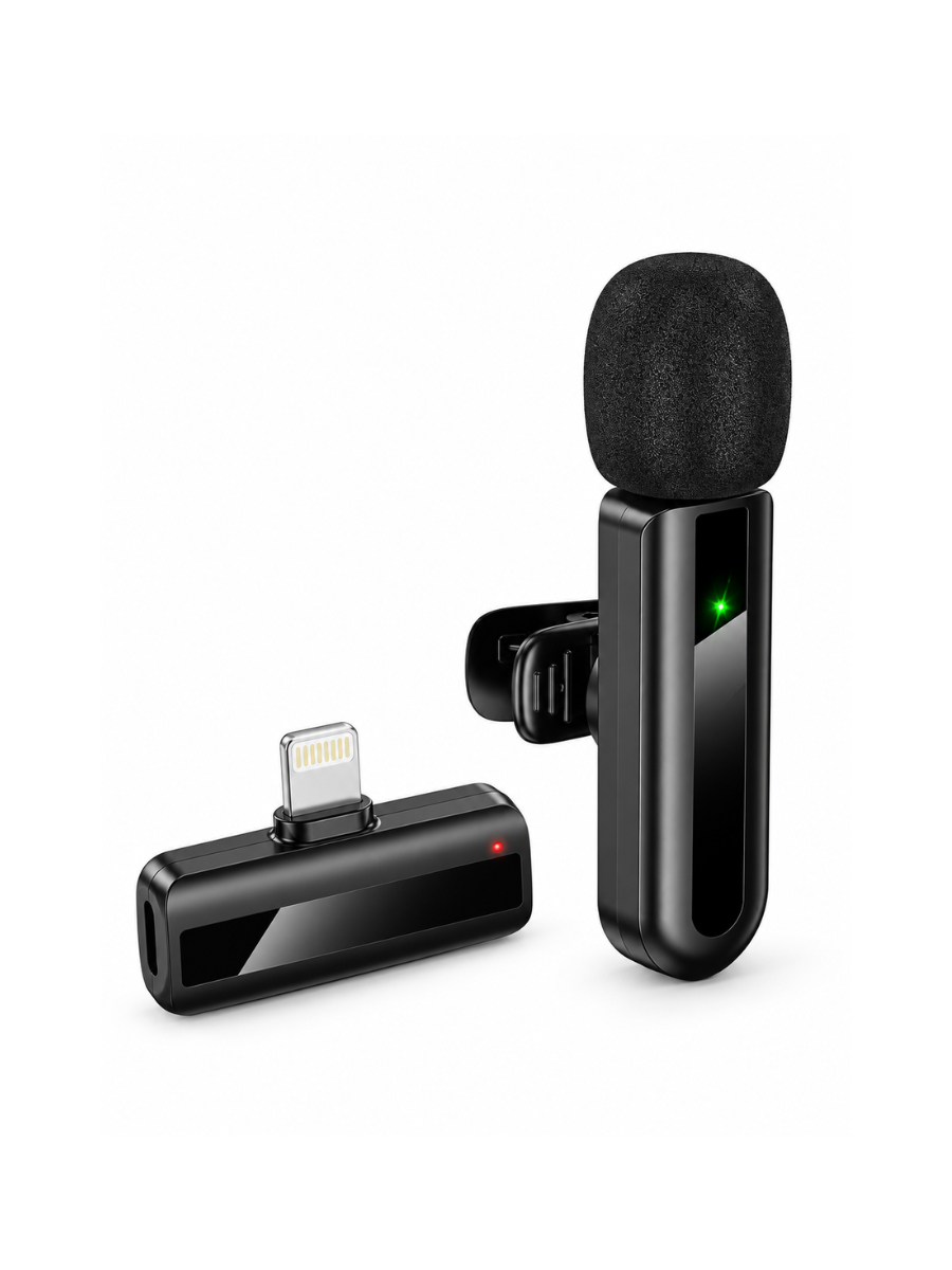 Микрофон петличный Lightning для iPhone беспроводной Черный (37261569)