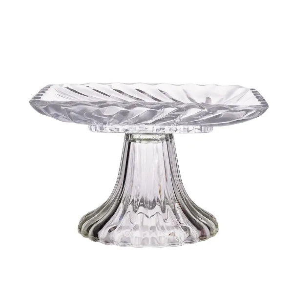 Тортовница стеклянная на ножке квадратная 16х16х9 см Прозрачный (64486-15)