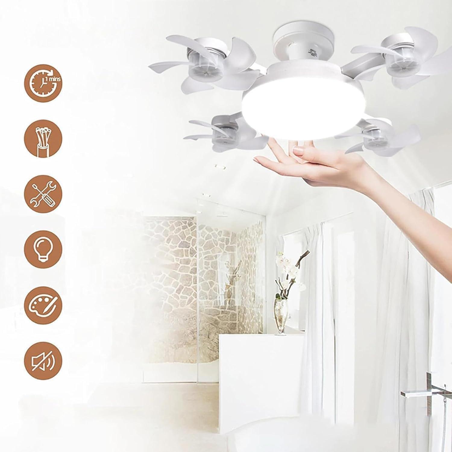 Лампа-вентилятор четверний з підсвічуванням стельовий з пультом Білий (33440) - фото 5 Лампа-вентилятор четверний з підсвічуванням стельовий з пультом Білий (33440) - фото 5