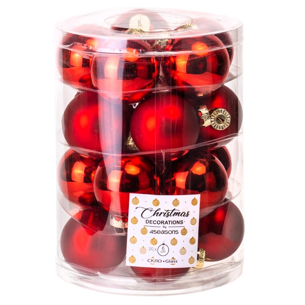 Набор елочных шаров стеклянных Тепло Рождества 6 см 20 шт. Красный (6024-009)
