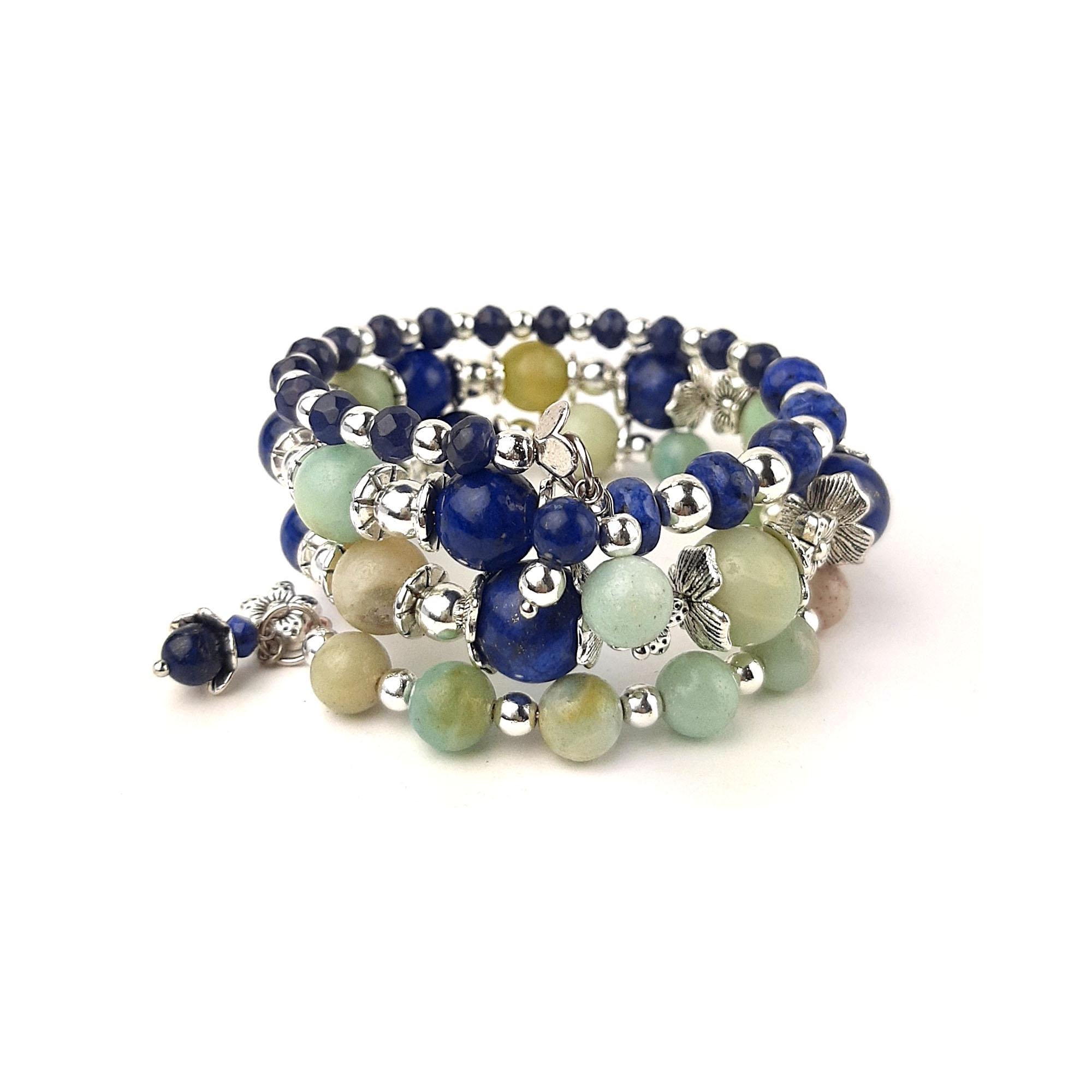 Браслет DARSANA Милана из натуральных камней лазурит/амазонит/гематит (DRSU005432)