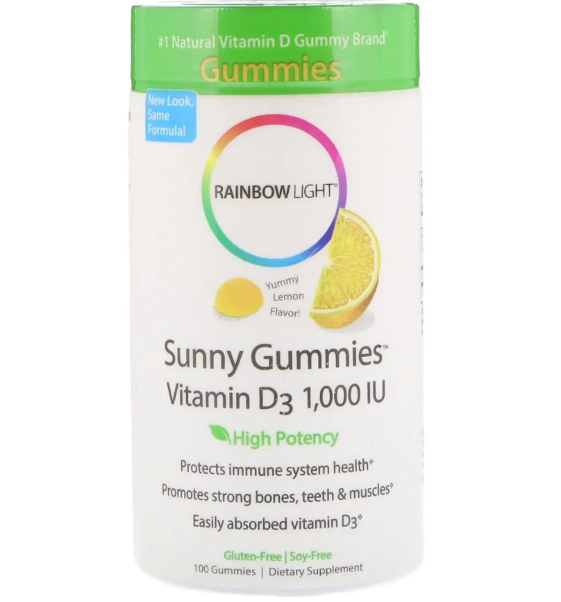 Витамин D Rainbow Light Sunny Gummies Vitamin D3 1 000 IU 100 Gummies Lemon