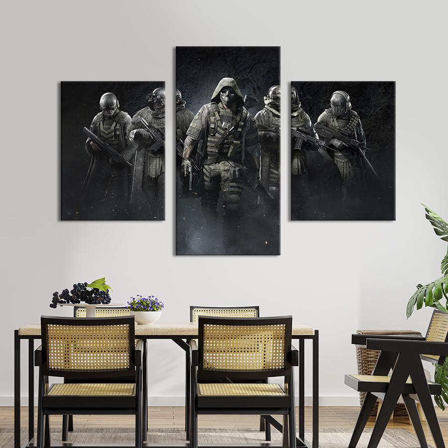 Картина на холсте триптих Компьютерный шутер Tom Clancy’s Ghost Recon Breakpoint 96x60 см (1521-32)