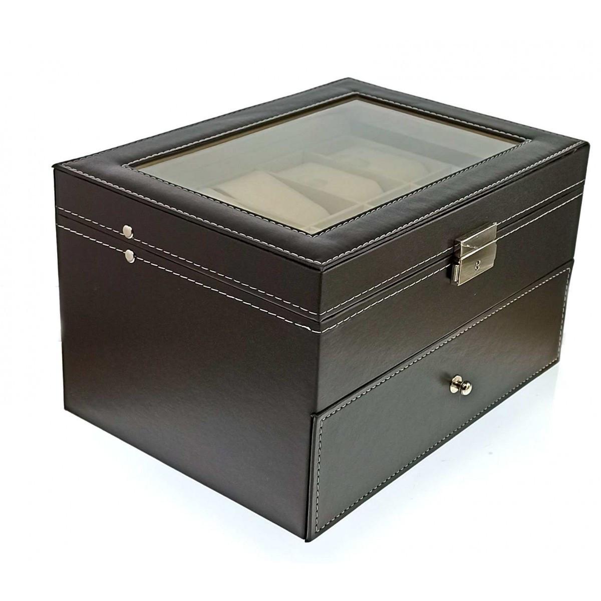 Шкатулка для часов кожаная на 20 шт. 28х20х16 см